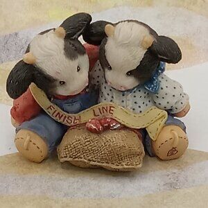 Mary Moo Moos WE MAKE A GREAT TEAM Three Legged Potato Sack Race Cows Enesco 94